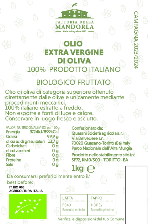 Fruchtiges Mandel-Olivenöl extra vergine