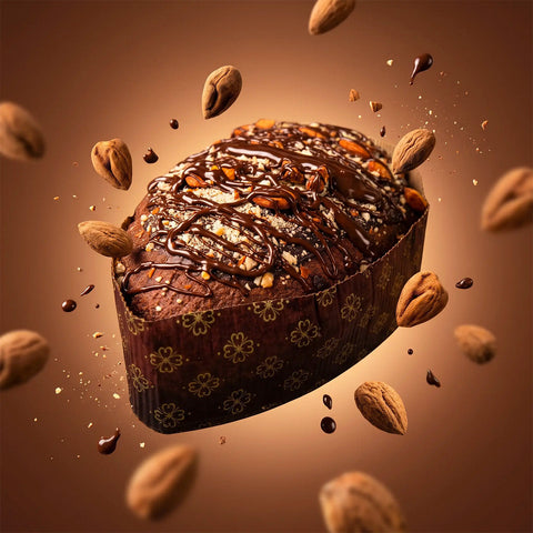 Mandorlone Bio al cioccolato e mandorla, fondo marrone