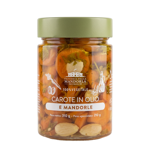 CAROTE IN OLIO DI MANDORLA BIO - 310g — vasetto chiuso su fondo trasparente